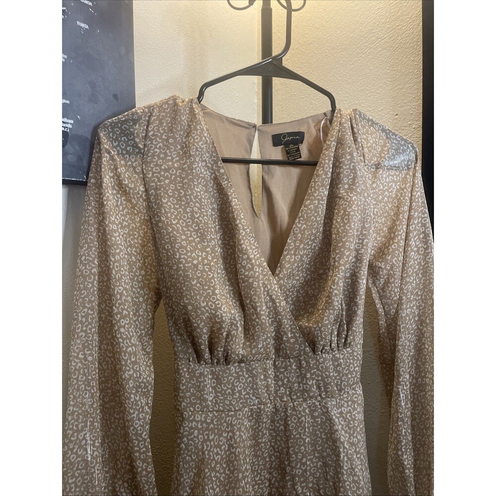 Japna Metalic Gold Long Sleeve Boho Dress Womens Small Tiered Flowy Evening - Picture 5 of 11